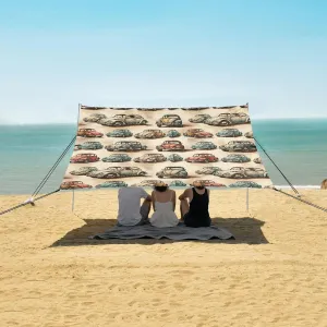 Beach Shade Tent with UPF50  UV Protection,Watercolor Artistic Retro Cars Lightweight Camping Sun Shelter for Outdoor,Camping Trips, Fishing, Backyard,Picnics,Easy Set Up and Carry 9x10.5 FT