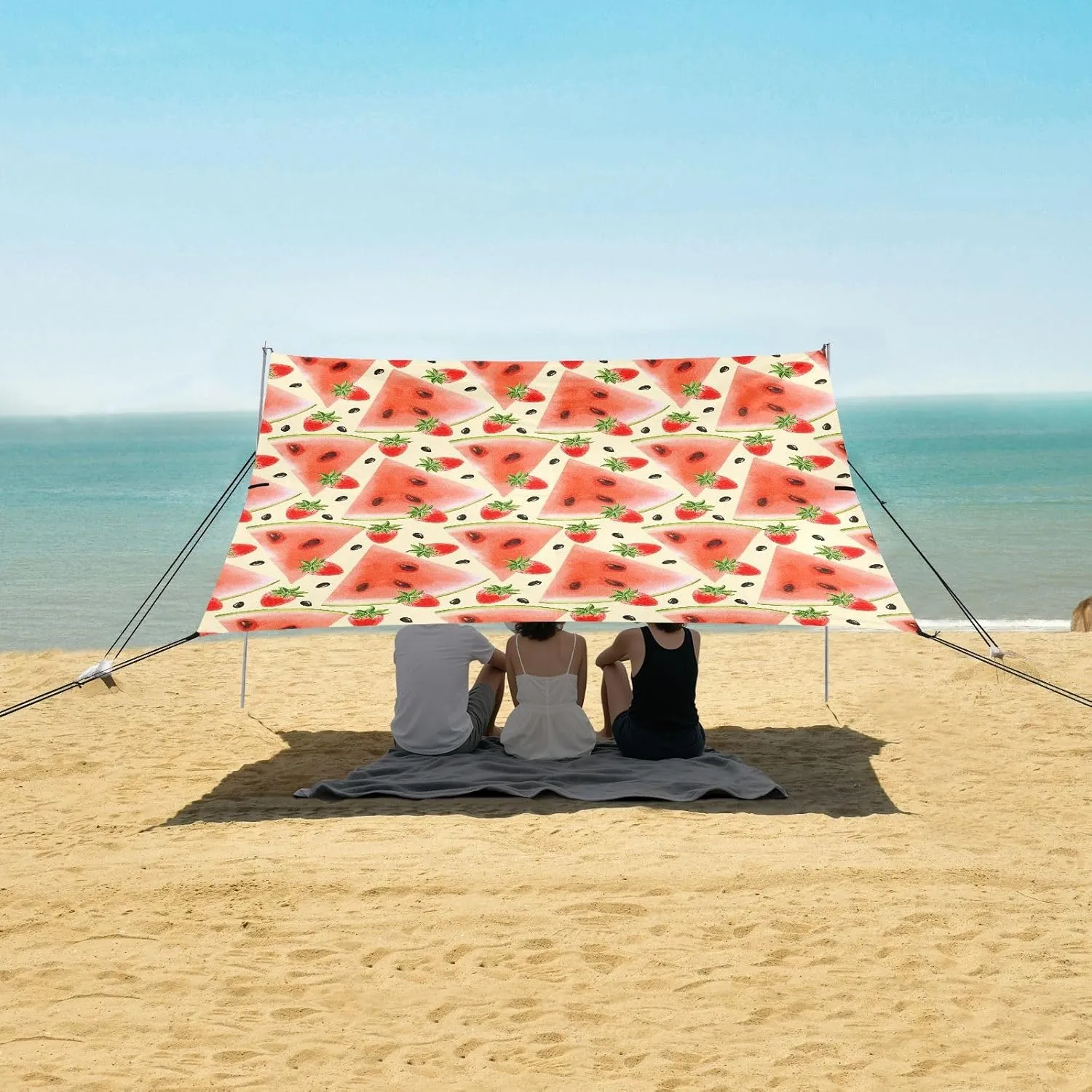 Beach Shade Tent with UPF50  UV Protection,Watermelon and Strawberry Mint Lightweight Camping Sun Shelter for Outdoor,Camping Trips, Fishing, Backyard,Picnics,Easy Set Up and Carry 9x10.5 FT