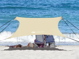 Beach Shade Windproof Design, Sun Shelter UPF50  Portable Family Tent with 6 Sandbags Anchors 7x7 FT 2 Pole Pop Up Outdoor Shelter for Beach, Camping, Fishing, Backyard and Picnics