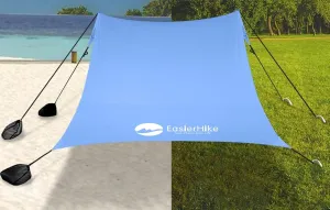 Beach Sun Shade Windproof Design, Sun Shelter UPF50  Portable Family Tent with 6 Sandbags Anchors 10x10 FT 2 Pole