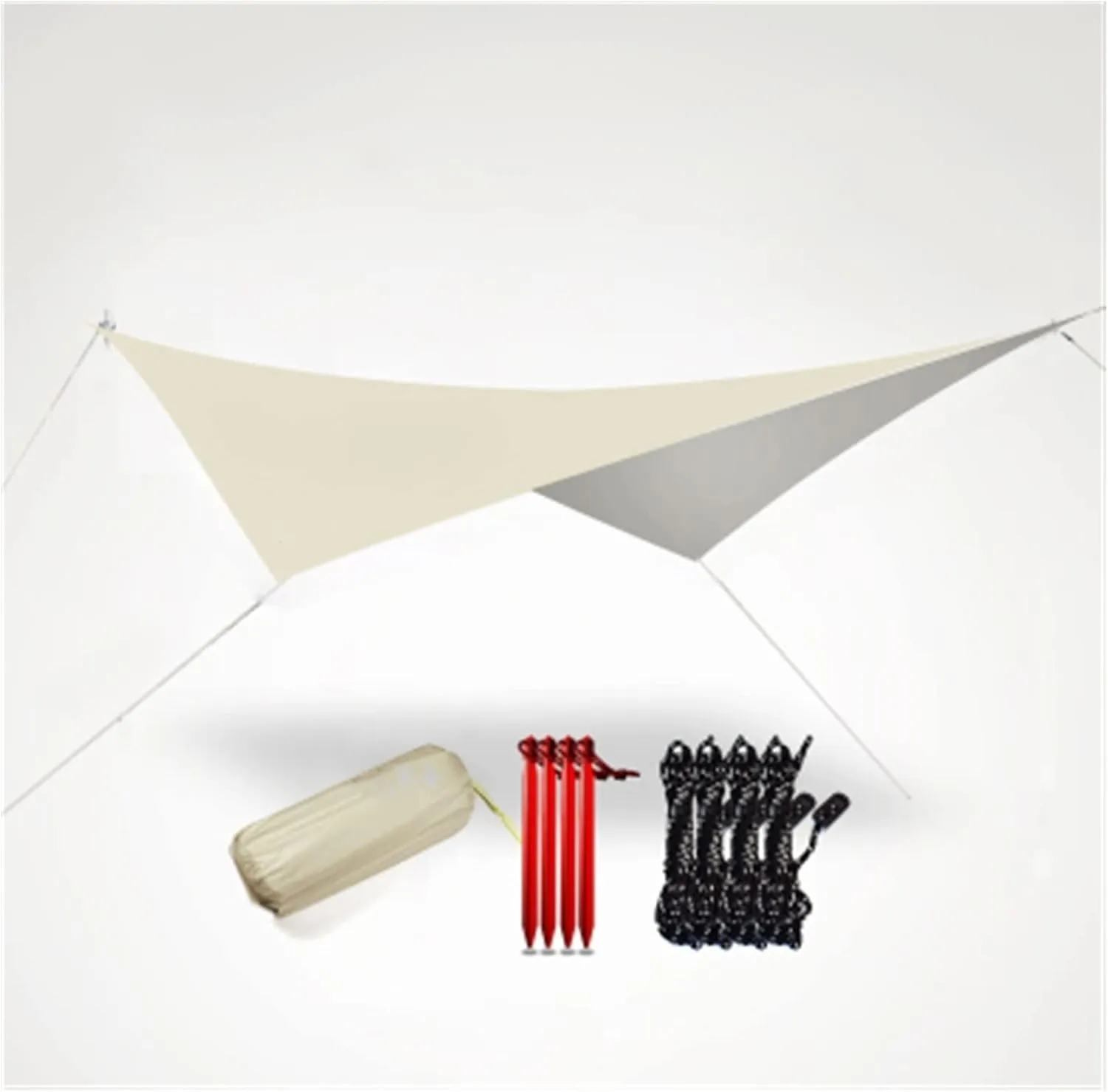Beach Sun Shelter Tarp Tent Shade Ultralight Sun Radiation Garden Awning Canopy Sunshade Outdoor Camping Hammock Rain Fly (Color : Khaki tarp Upgraded, Size : A)