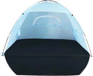 Beach Tent Anti-UV Portable Sun Shade Shelter for 3-4 Person, Extendable Floor with 3 Ventilating Mesh Windows Plus Carrying Bag, Stakes and Guy Lines