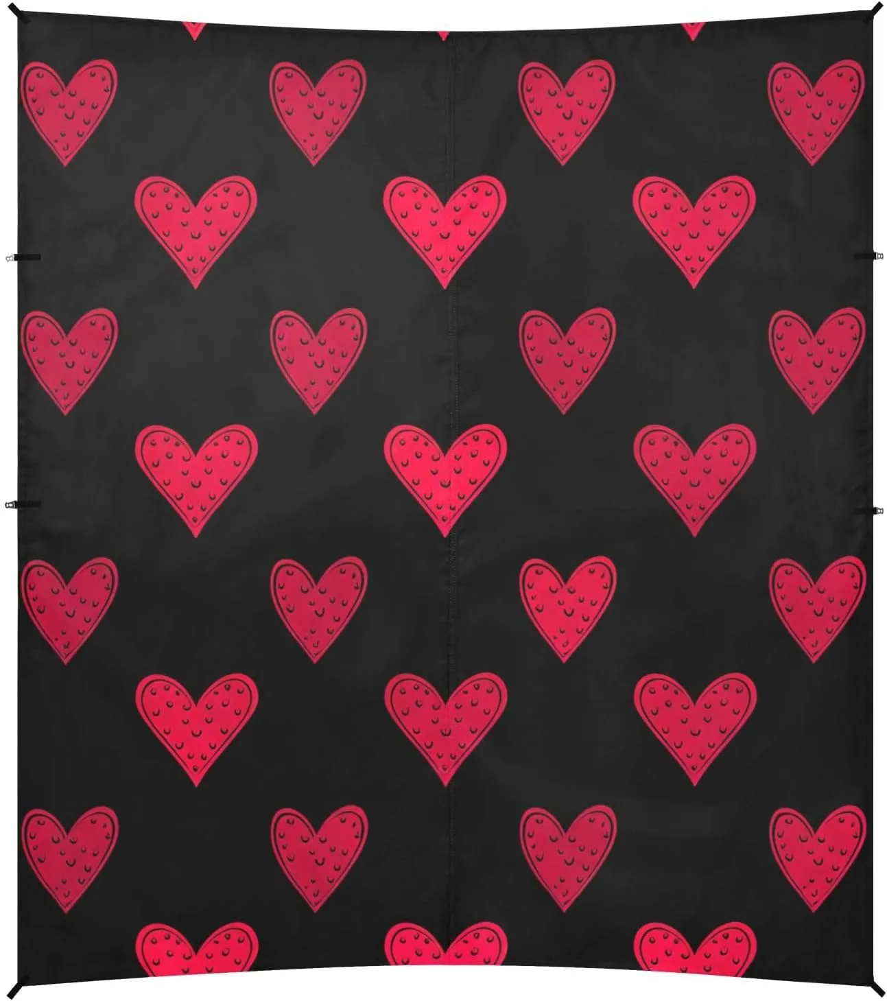 Beach Tent Canopy Stylized Red Hearts Black Sun Shade Outdoor Patio 9.2 × 10.5 FT Pool Portable Camping Shelter Windproof with Sand Bags Poles