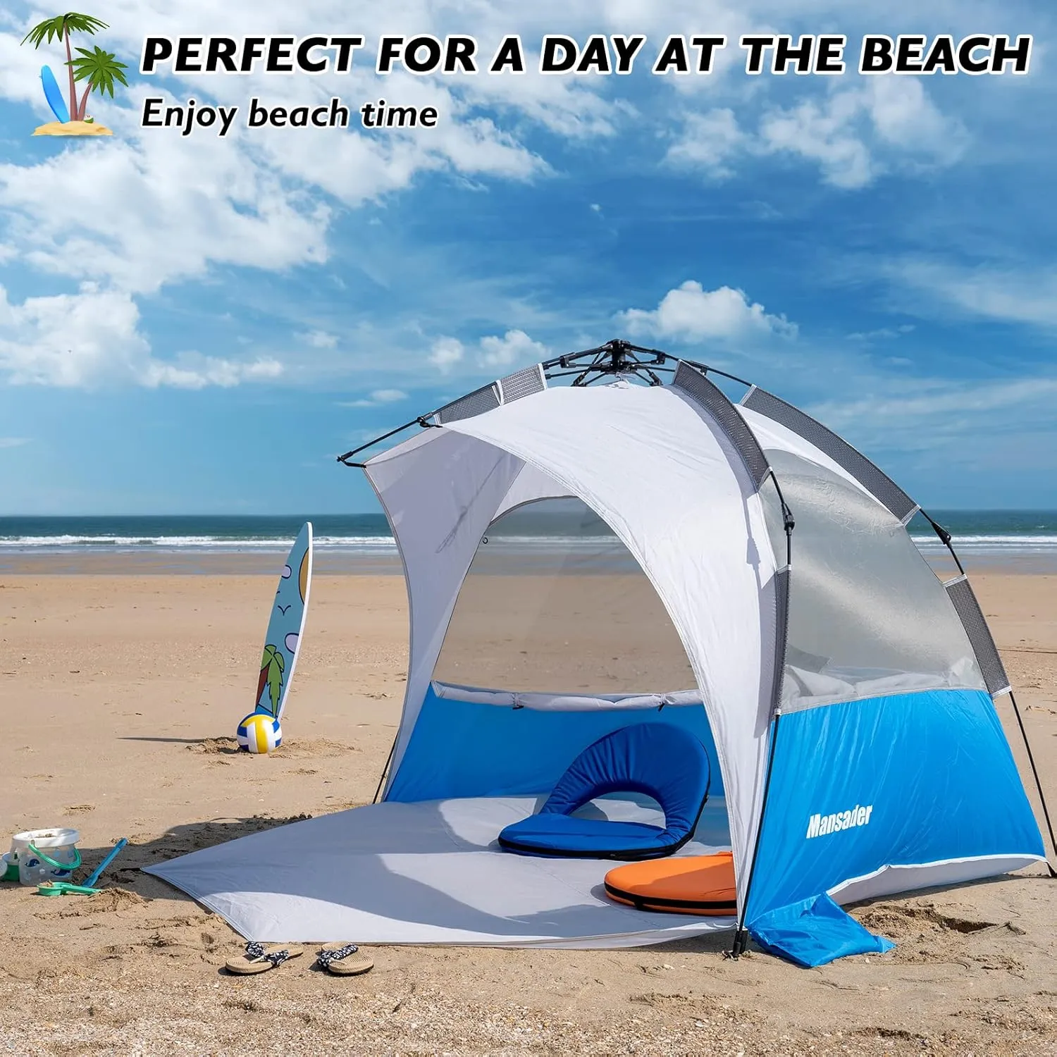 Beach Tent Pop Up Shade, Instant Beach Tents Sun Shelter with UPF 50  UV Protection, Lightweight & Easy Setup Tent 2-6 Person