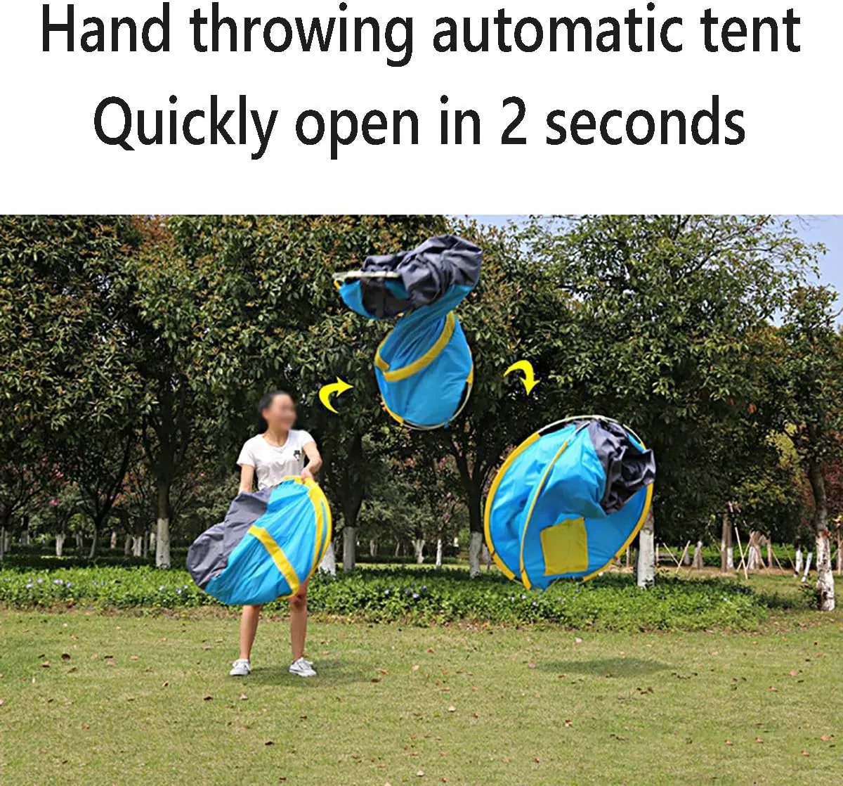 Beach Tent, Pop Up Tents for Double/3 to 4 Person Automatic Opening Double Layer Tent,Rainproof and Sunproof Portable Beach Camping Tent,Green,3 to4 P