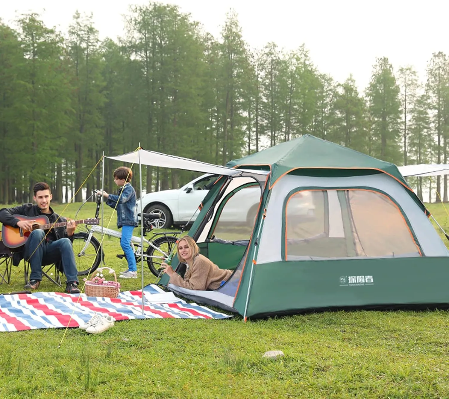 Beach Tent Sun Shade Shelter 3-4 4-5 Person Thickening Automatic Ultra-Lightweight Equipment Outdoor Camping Rainproof Sunscreen Beach Outdoor Camping,