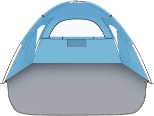 Beach Tent Sun Shelter, Beach Shade Tent with UPF 50  UV Protection for 2-3 Person, Portable & Easy Setup Cabana, 3 Roll Up Doors & 8mm Fiberglass Rods, Carry Bag Included