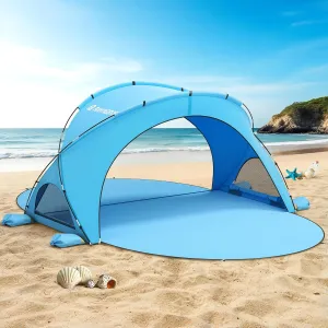 Beach Tent Sun Shelter, Beach Shade Tent with UPF50  UV Protection, Beach Sun Shelter, Beach Shade with 2 Zippered Doors, Portable Beach Tent for Beach Camping Fishing