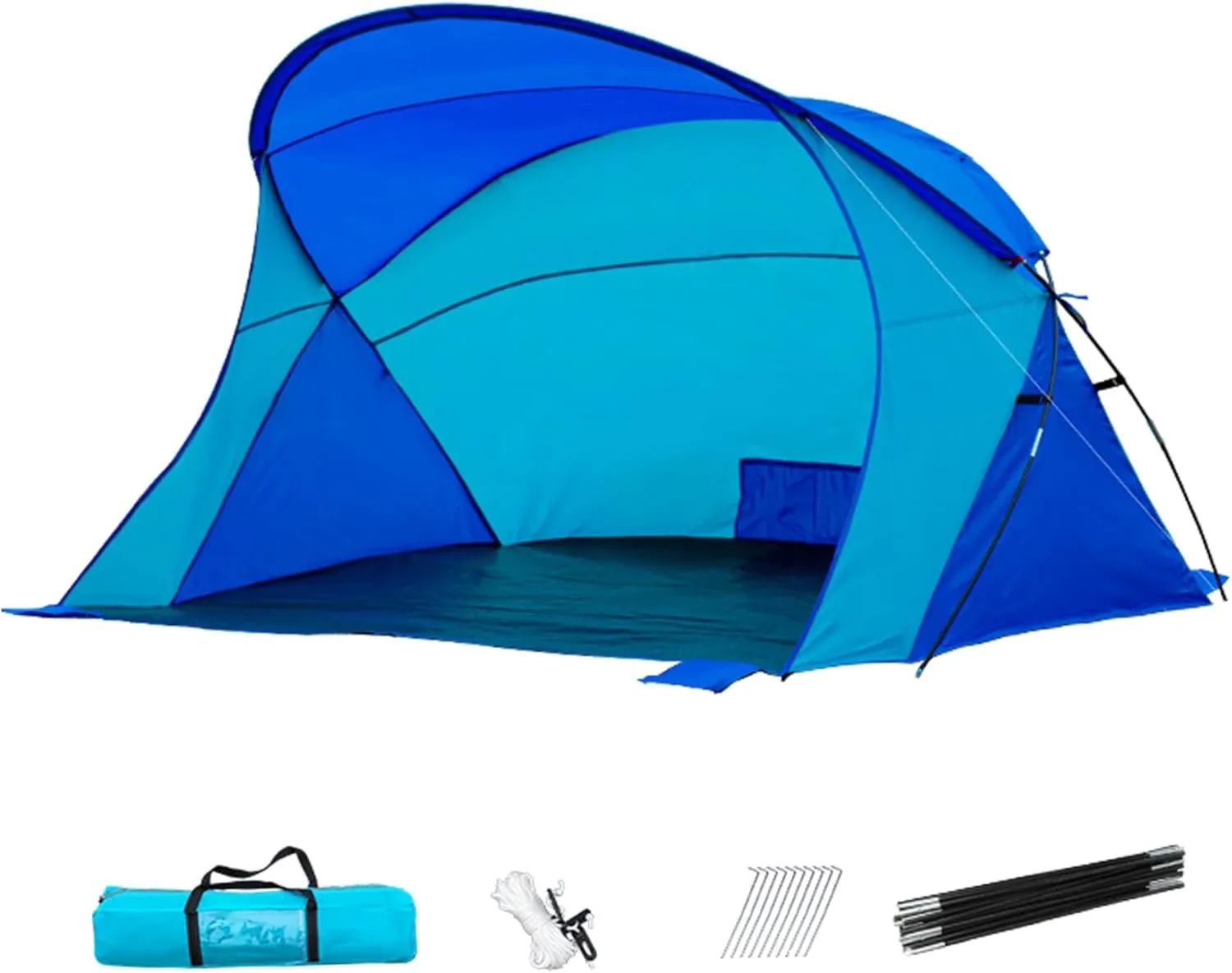 Beach Tent, Waterproof Beach Canopy, Fishing Tent with Windproof Sandbag, Support Pole, Rope and Floor Nail, Sun Shelter with Storage Bag for Outdoor Camping