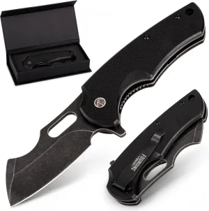 BEEFBOY Stone Wash Finish D2 Pocket Knife For Men | EDC Knife With Case Folding D2 Steel Flipper Knife Mens Work Pocket Knife Pocket Knives & Folding EDC Knives For Men