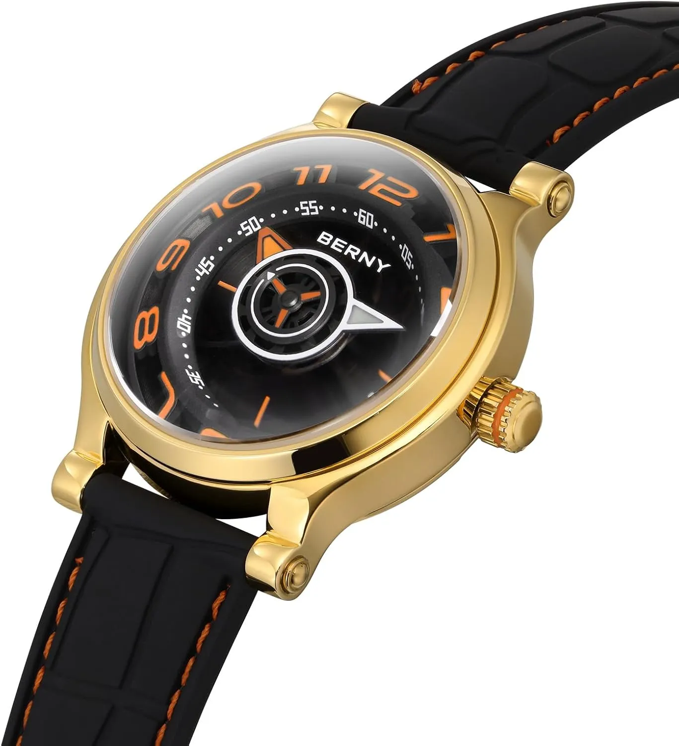 BERNY Mechanical Watch for Men Automatic Movement Miyota 8215 Multifunction Calendar Luminous Hands Exhibition Back Cover 5ATM Waterproof