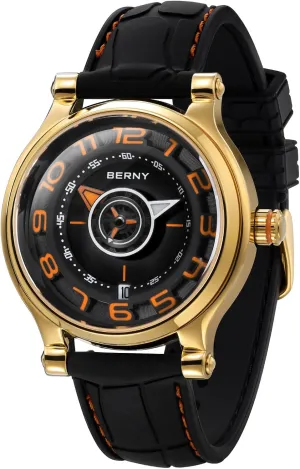 BERNY Mechanical Watch for Men Automatic Movement Miyota 8215 Multifunction Calendar Luminous Hands Exhibition Back Cover 5ATM Waterproof