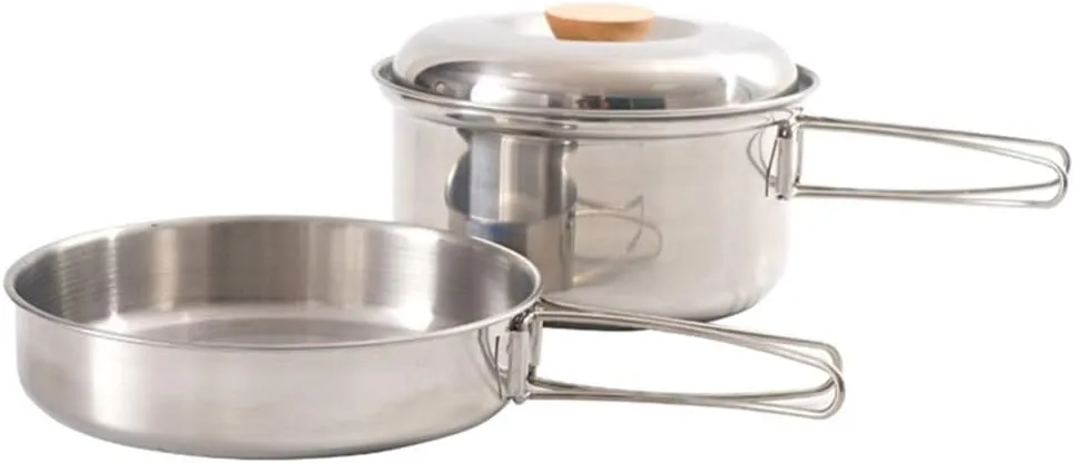 BESPORTBLE 2-pc Stainless Steel Soup Pot Set Folding Pan for Outdoor Camping Travel and Home
