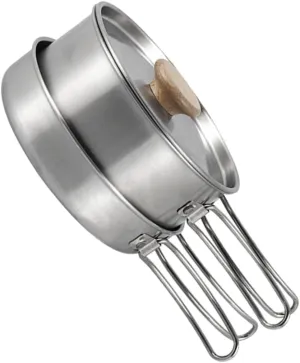 BESPORTBLE Camping Utensil Portable Cooking Pot Detachable Handle Frying Pan Heat Insulation Safe Use