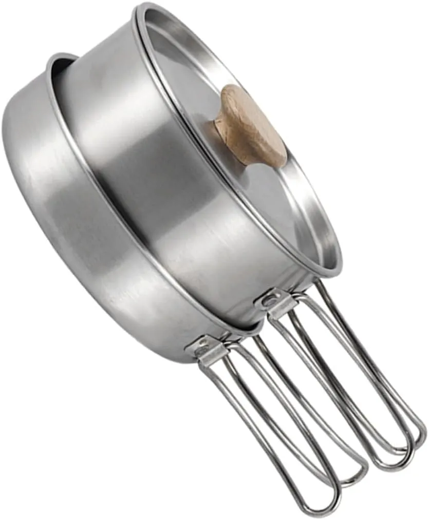 BESPORTBLE Camping Utensil Portable Cooking Pot Detachable Handle Frying Pan Heat Insulation Safe Use