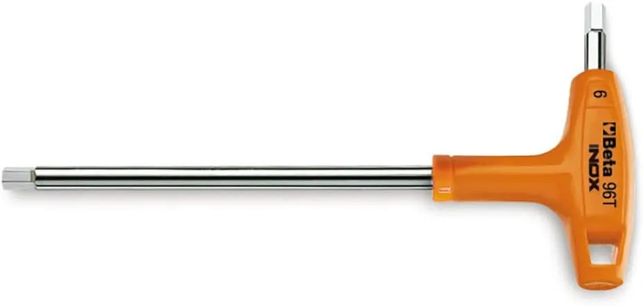 Beta 96TINOX Set of 5 Stainless Steel High Torque T-Handle Hex Key Allen Wrench, Metric 2.5mm - 6mm
