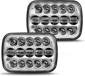 BICYACO DOT 110W 5x7 7x6 Inch Led Headlights Hi/Low Led Sealed Beam Headlamp Compatible with Jeep Wrangler YJ Cherokee XJ Kenworth T300 1997-2010 H4 Plug H6054 H5054 6054 6052 (Chrome)