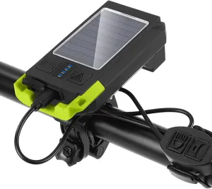 Bicycle headlamp,YIWENG Solar USB Rechargeable Bike Headlight Front Light Waterproof Bicycle Flashlight Night Riding Light Lamp with Horn, Green