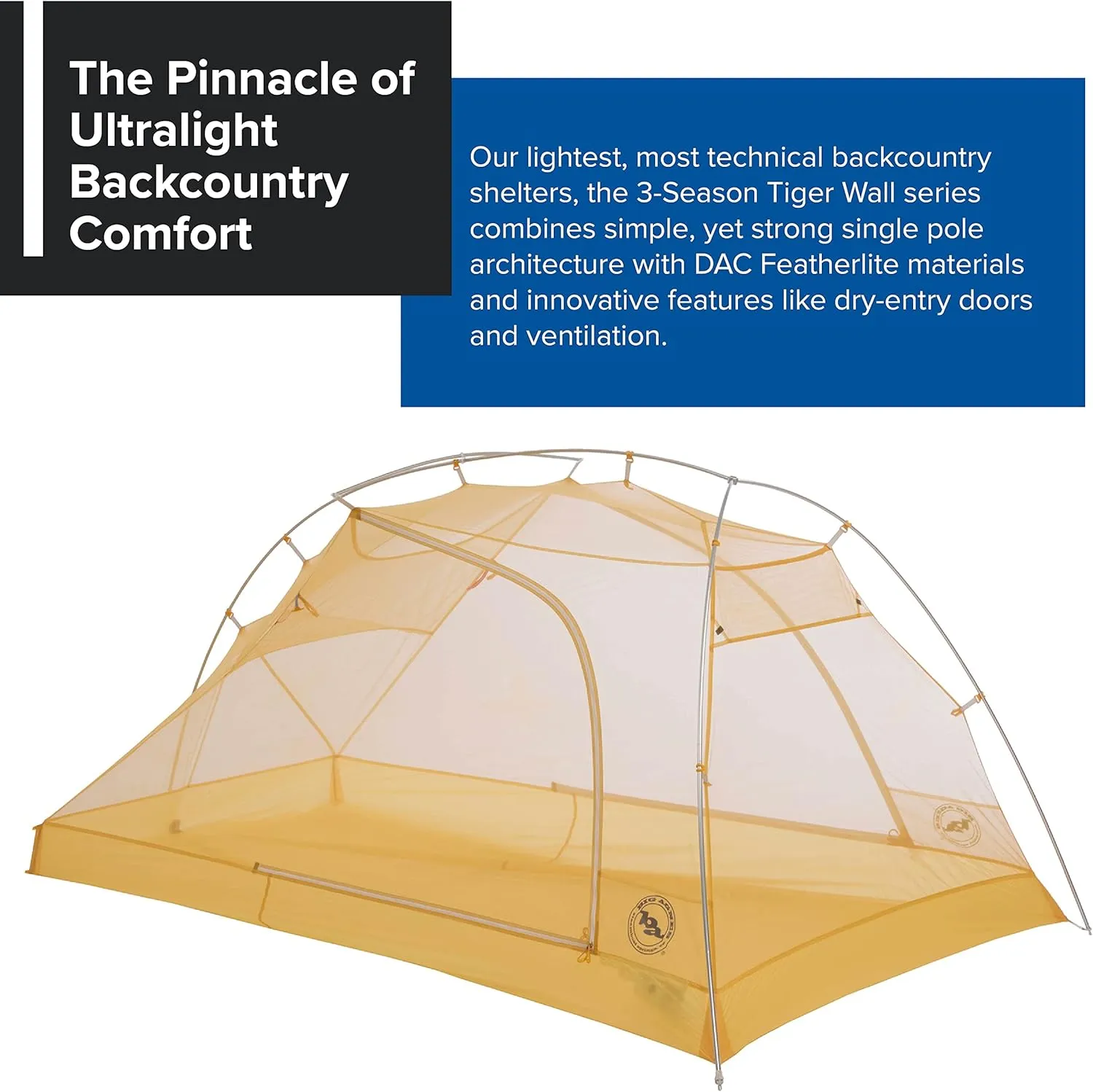 Big Agnes Tiger Wall UL Ultralight Tent with UV-Resistant Solution Dyed Fabric