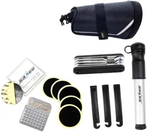 Bike Multi Tool Kit with Tire Repair Levers 7-in-1 Maintenance Tools Set for Bike Fixing Saddle Bag Pump Inflator Patch for Cycling
