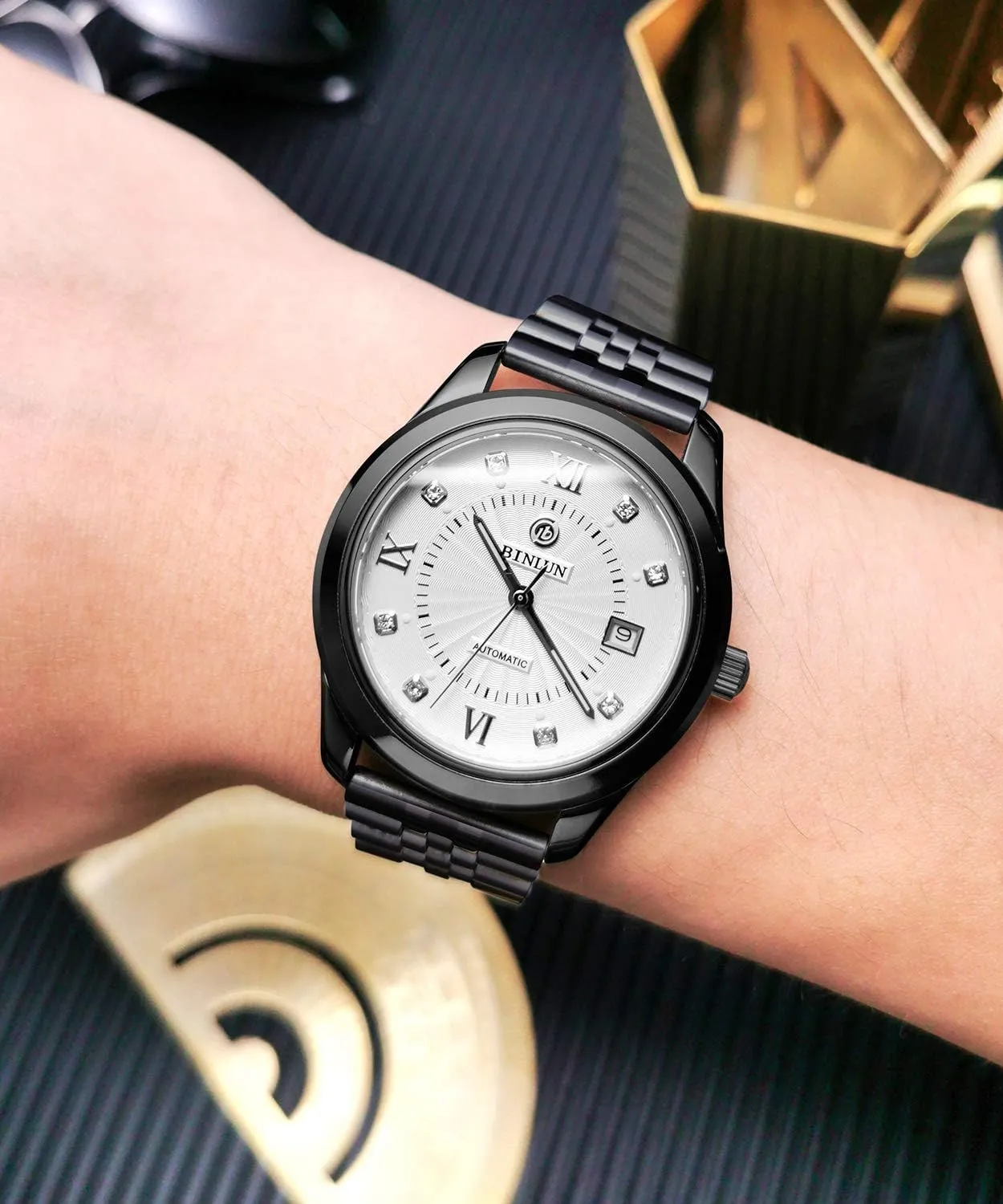 BINLUN Stainless Steel Watch Band Replacement Metal Watch Strap with Double Locking Foldover Clasp for Men Women 18mm 20mm 22mm 24mm 26mm in Silver, Gold, Black, Rose Gold, Two Toned