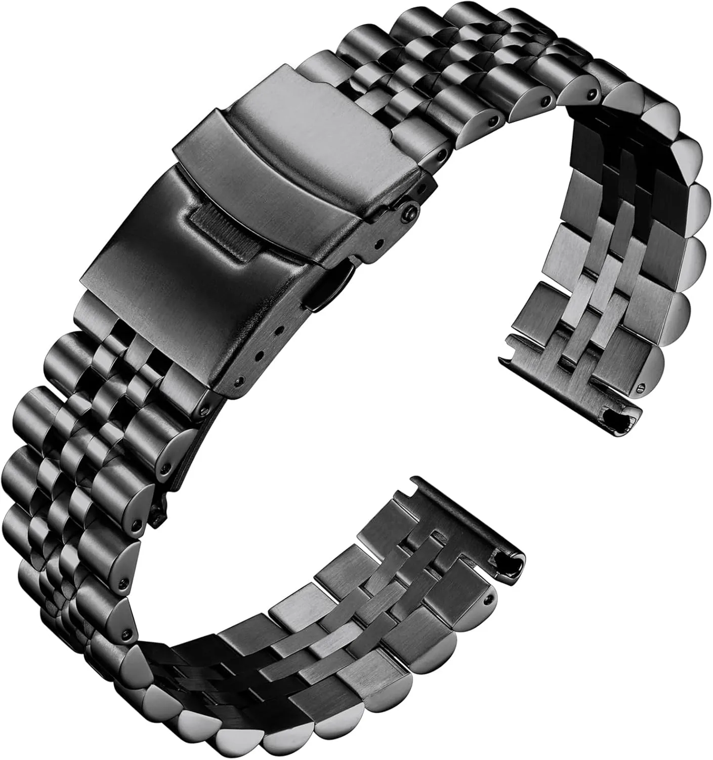 BINLUN Stainless Steel Watch Band Replacement Metal Watch Strap with Double Locking Foldover Clasp for Men Women 18mm 20mm 22mm 24mm 26mm in Silver, Gold, Black, Rose Gold, Two Toned