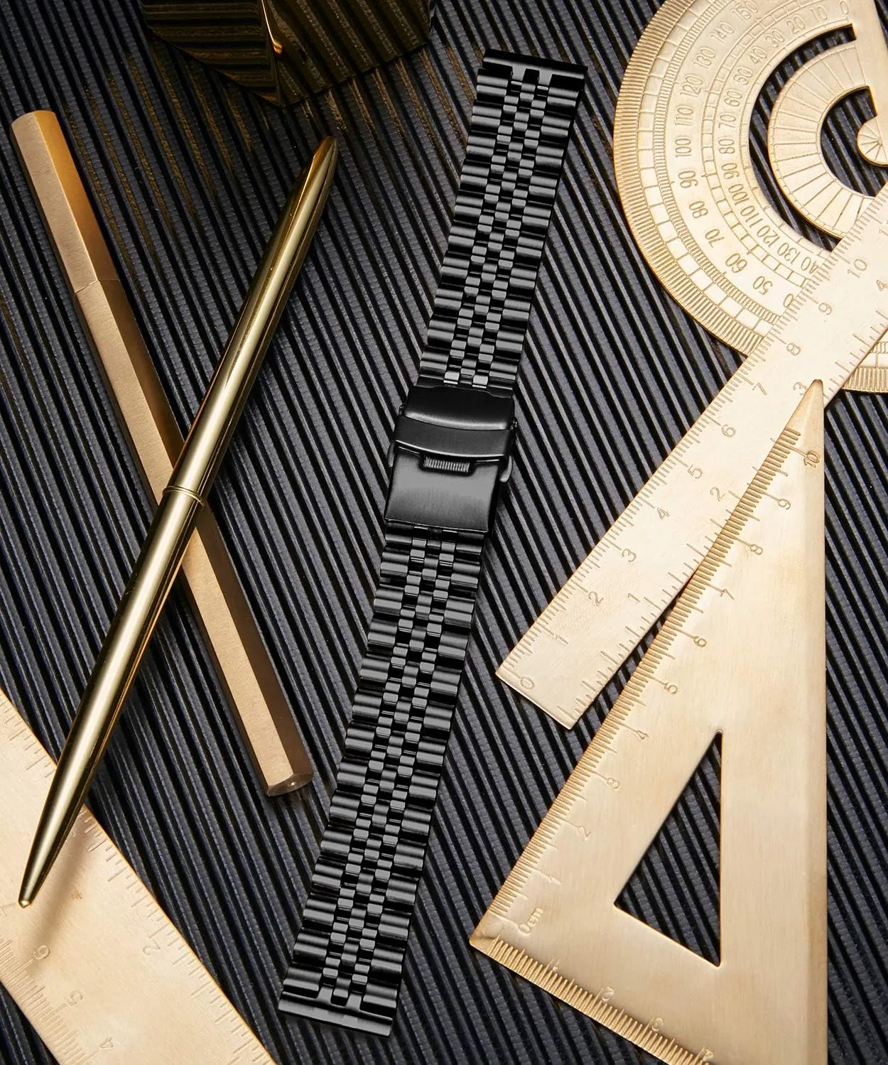 BINLUN Stainless Steel Watch Band Replacement Metal Watch Strap with Double Locking Foldover Clasp for Men Women 18mm 20mm 22mm 24mm 26mm in Silver, Gold, Black, Rose Gold, Two Toned
