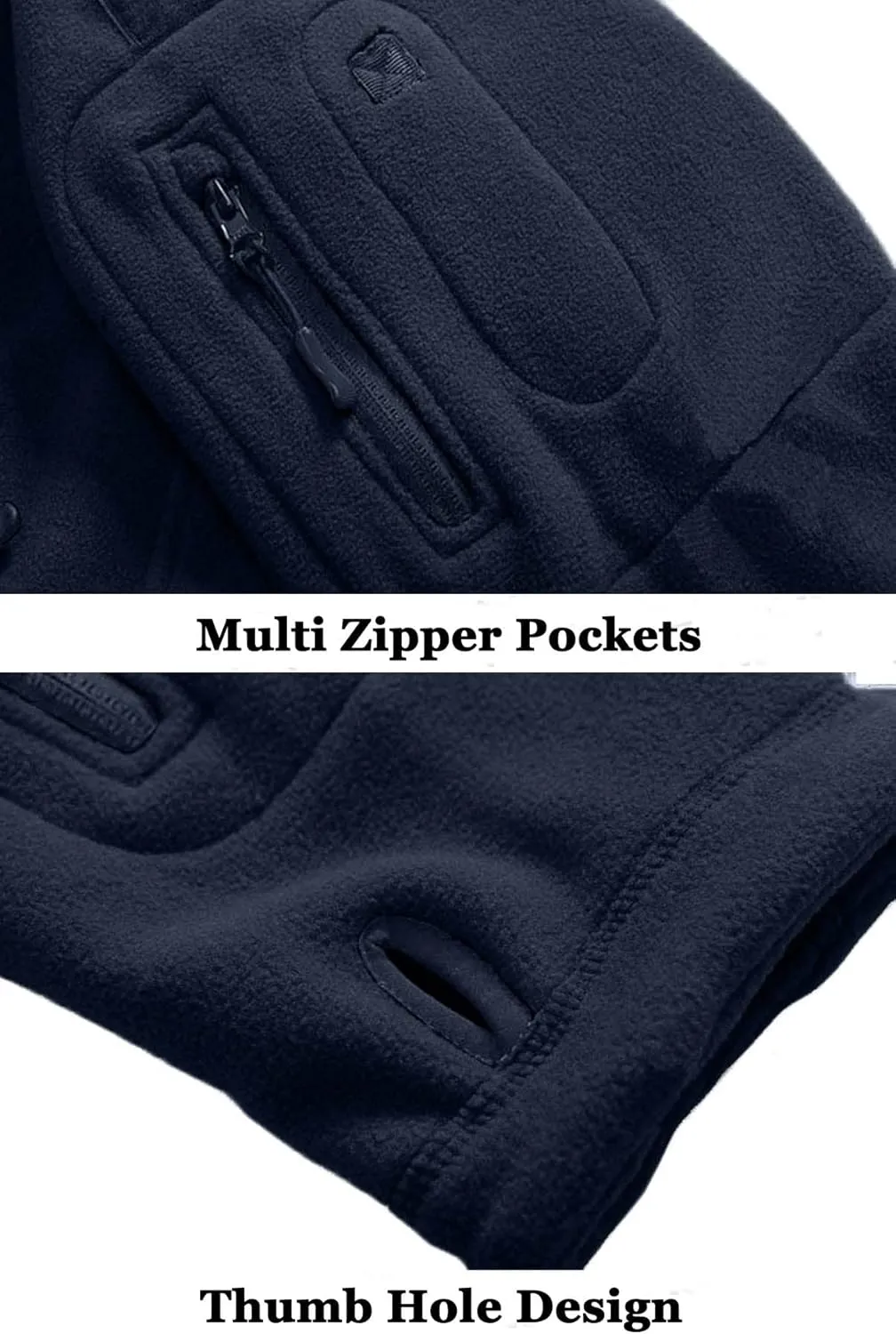 BIYLACLESEN Men's Winter Fleece Jackets Hooded Warm Military Tactical Coats Sport Outdoor Fleece Jacket Coats