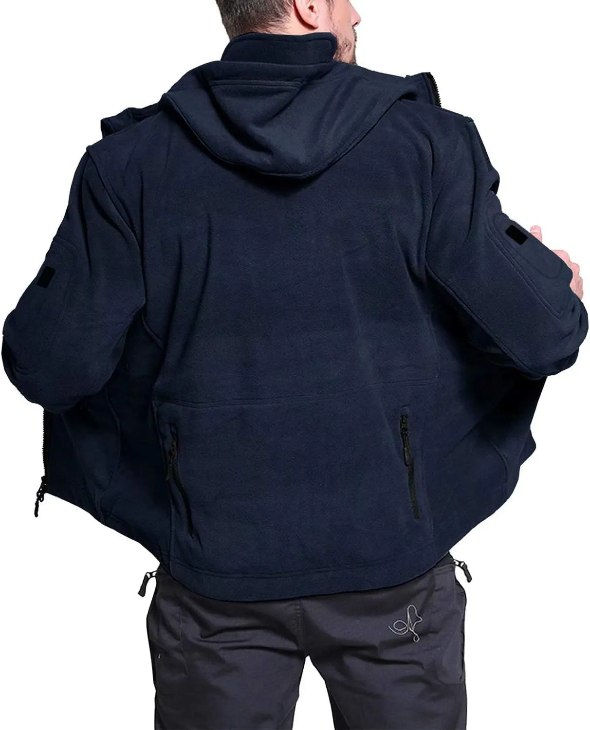 BIYLACLESEN Men's Winter Fleece Jackets Hooded Warm Military Tactical Coats Sport Outdoor Fleece Jacket Coats