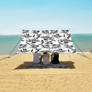 Black Graphic Fish Skeletons Beach Camping Tent Sun Shelter for Whole Family, Beach Shade Canopy with UPF50  UV Protection,Easy Set Up and Carry,Outdoor Shade for Trips, Fishing, Backyard Fun P