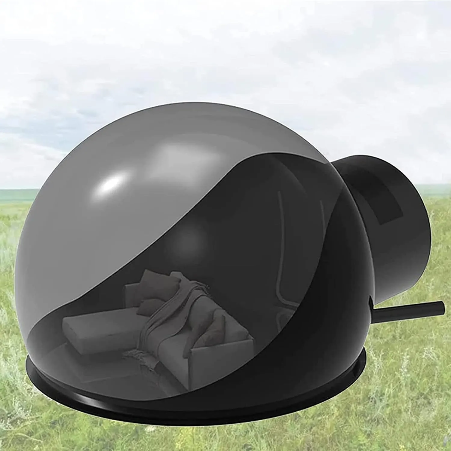 Black Semi-Permeable Inflatable Bubble Tent, Star Tent Outdoor Inflatable Bubble House Camping Tent Rainproof/Windproof/with Hair Dryer