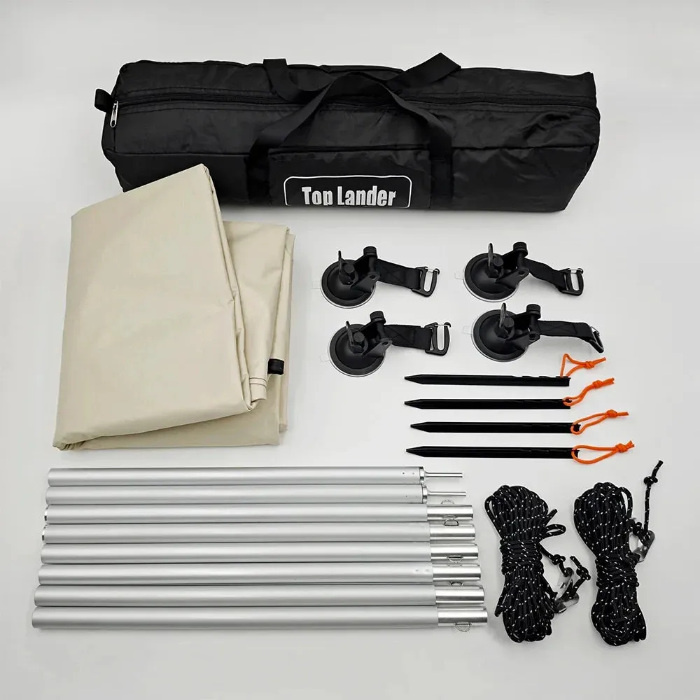 Black Tarp Car Side Awning with Suction Cups