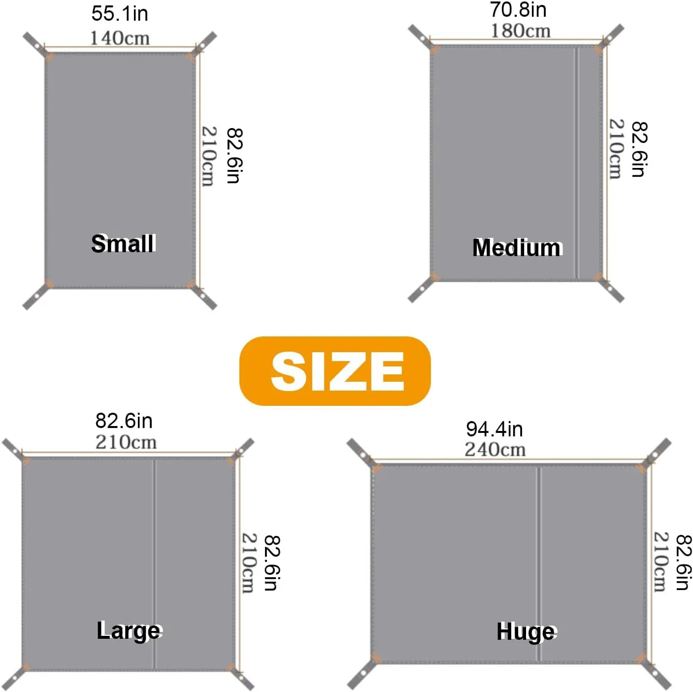 Black,Large,N/A Waterproof Camping Tarp, 210D Oxford Cloth Outdoor Tent Ground Pad, Lightweight Multifunctional Tent Footprint with Drawstring Bag, Picnic Land Seats for Beach, Car,Camping,Adventure