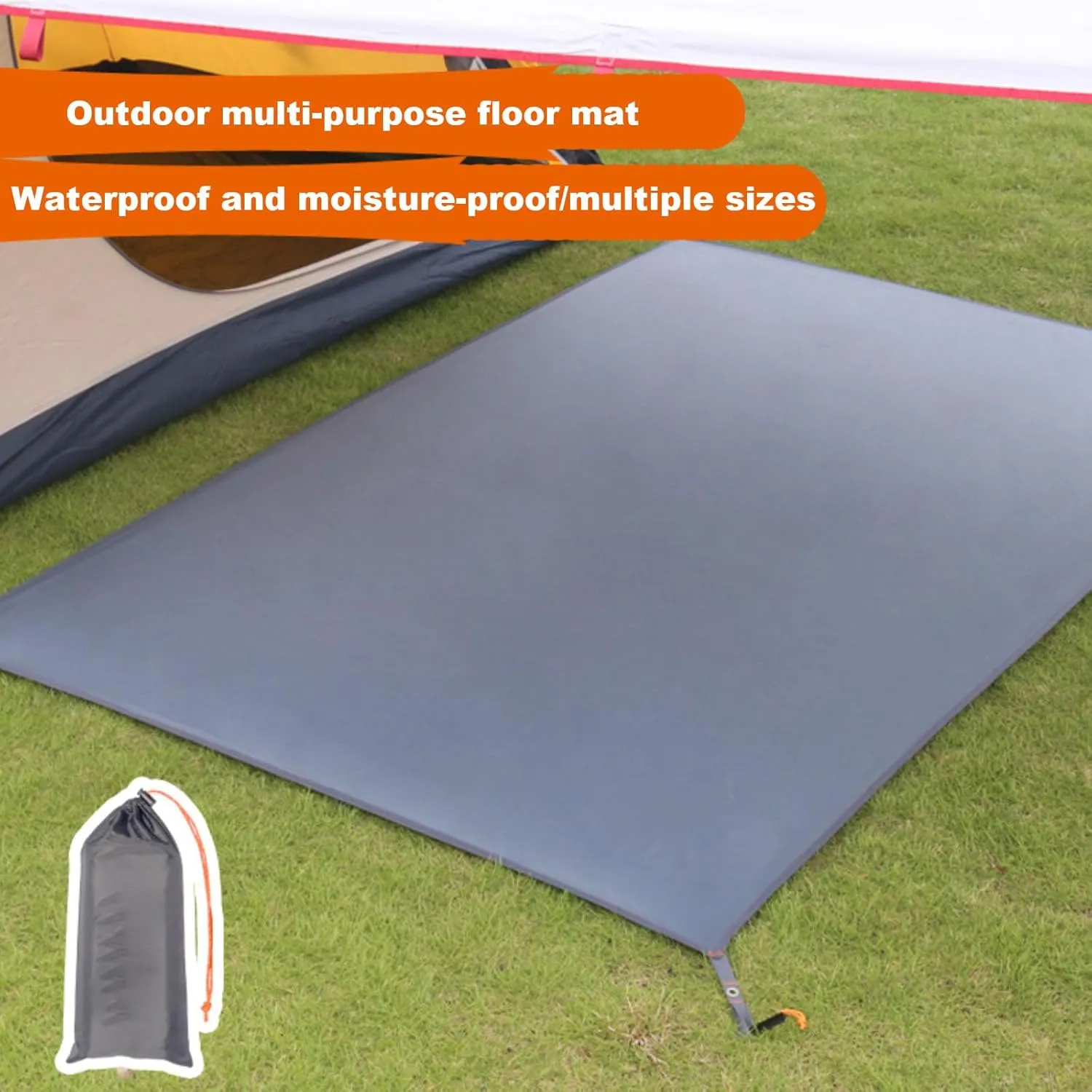 Black,Large,N/A Waterproof Camping Tarp, 210D Oxford Cloth Outdoor Tent Ground Pad, Lightweight Multifunctional Tent Footprint with Drawstring Bag, Picnic Land Seats for Beach, Car,Camping,Adventure