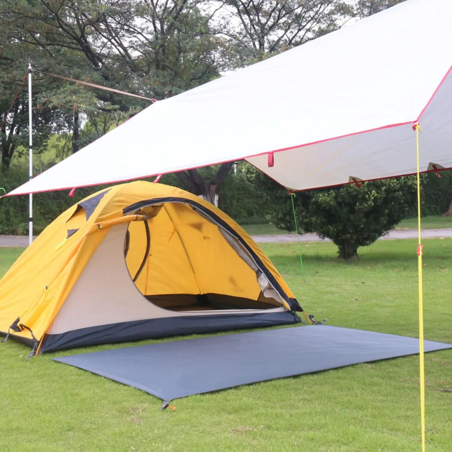 Black,Large,N/A Waterproof Camping Tarp, 210D Oxford Cloth Outdoor Tent Ground Pad, Lightweight Multifunctional Tent Footprint with Drawstring Bag, Picnic Land Seats for Beach, Car,Camping,Adventure