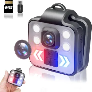 Body Camera with Audio & Video Recording - 1080P Mini Small Portable Sport 64G Cam Recorder - Flashlight Headlamp Waterproof Cam- for Child Pet Home Outdoor Fishing Camping (Basic)