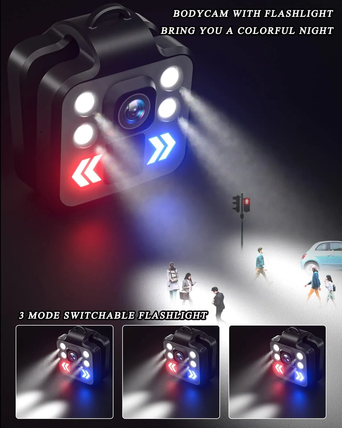 Body Camera with Audio & Video Recording - 1080P Mini Small Portable Sport 64G Cam Recorder - Flashlight Headlamp Waterproof Cam- for Child Pet Home Outdoor Fishing Camping (Basic)