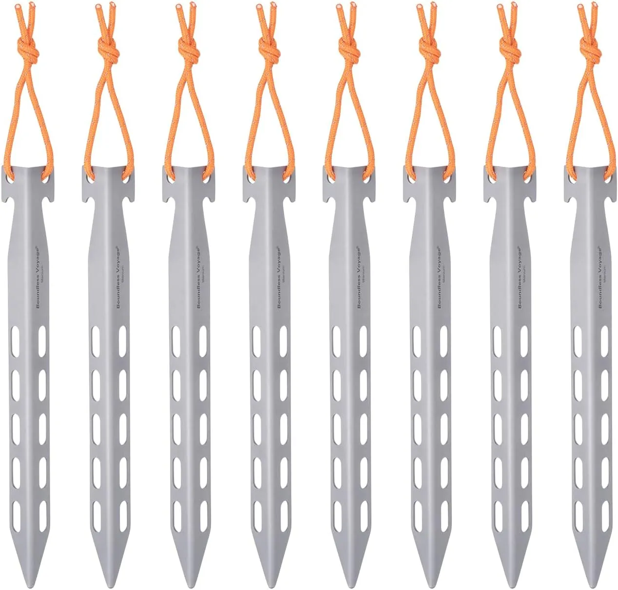 Boundless Voyage Titanium Tent Stakes 20cm/7.8 in. V-Shape Tent Pegs Nails (8-Pack) Outdoor Camping Ultralight Awning Canopy Accessories