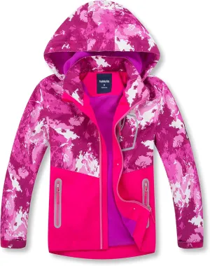 Boys Girls Rain Jacket for Kids Waterproof Coat Lightweight Hooded Fleece Lined Raincoats Windbreakers