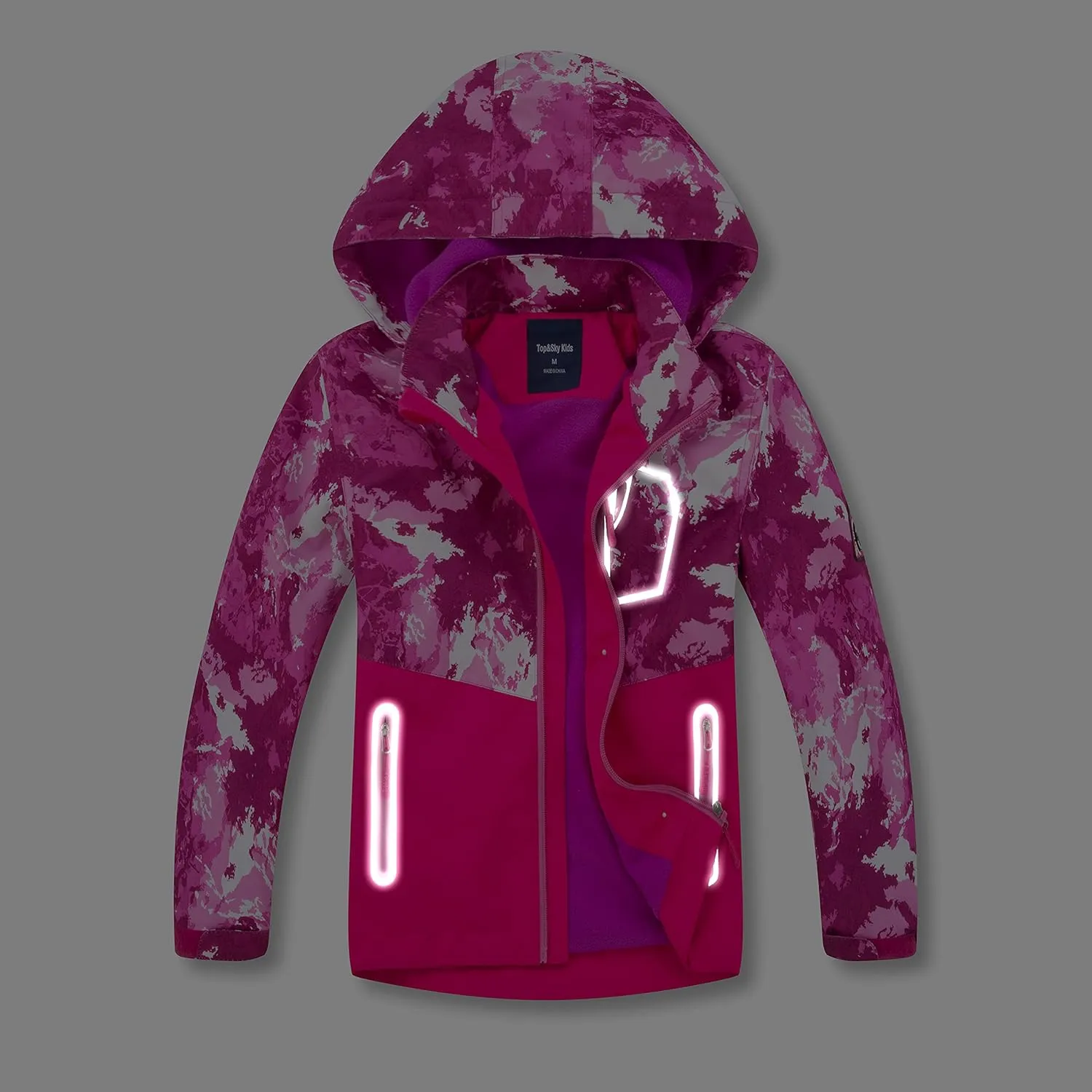 Boys Girls Rain Jacket for Kids Waterproof Coat Lightweight Hooded Fleece Lined Raincoats Windbreakers