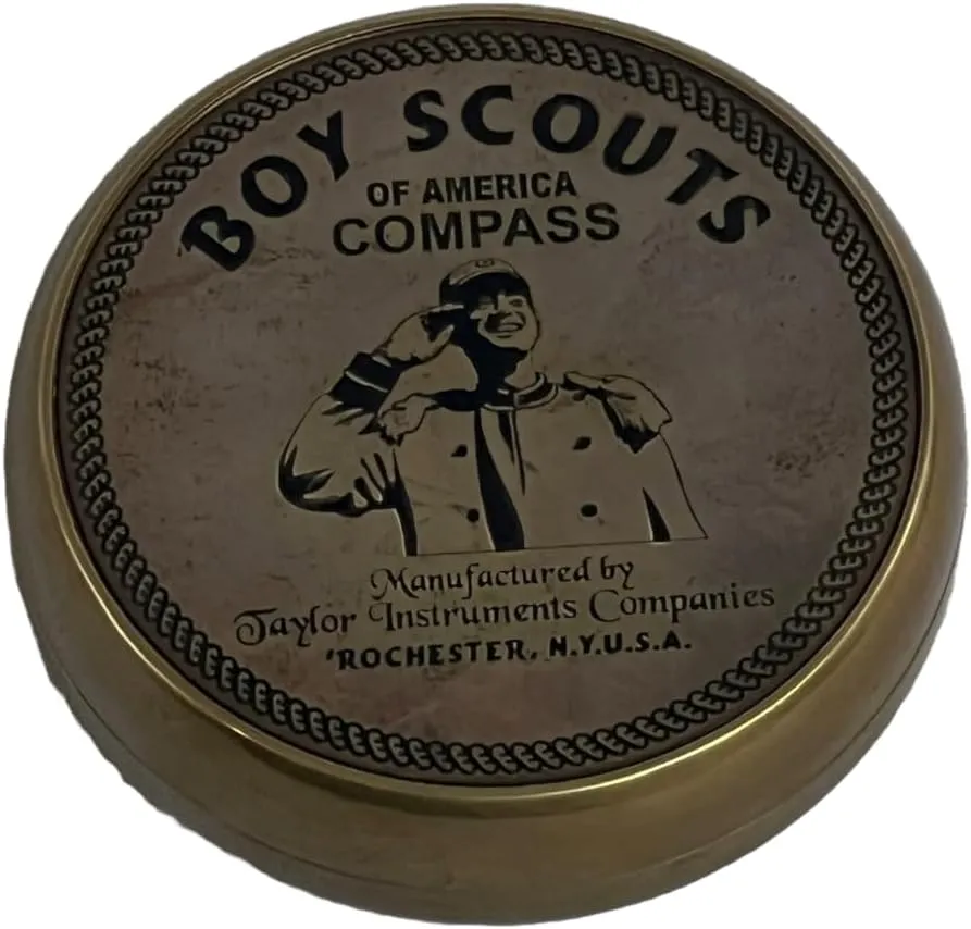 Brass Boy Scout Compass | Shiny Antique Finish | 8 x 8 x 2 cm | Outdoor & Adventure Gear