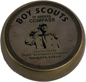 Brass Boy Scout Compass | Shiny Antique Finish | 8 x 8 x 2 cm | Outdoor & Adventure Gear