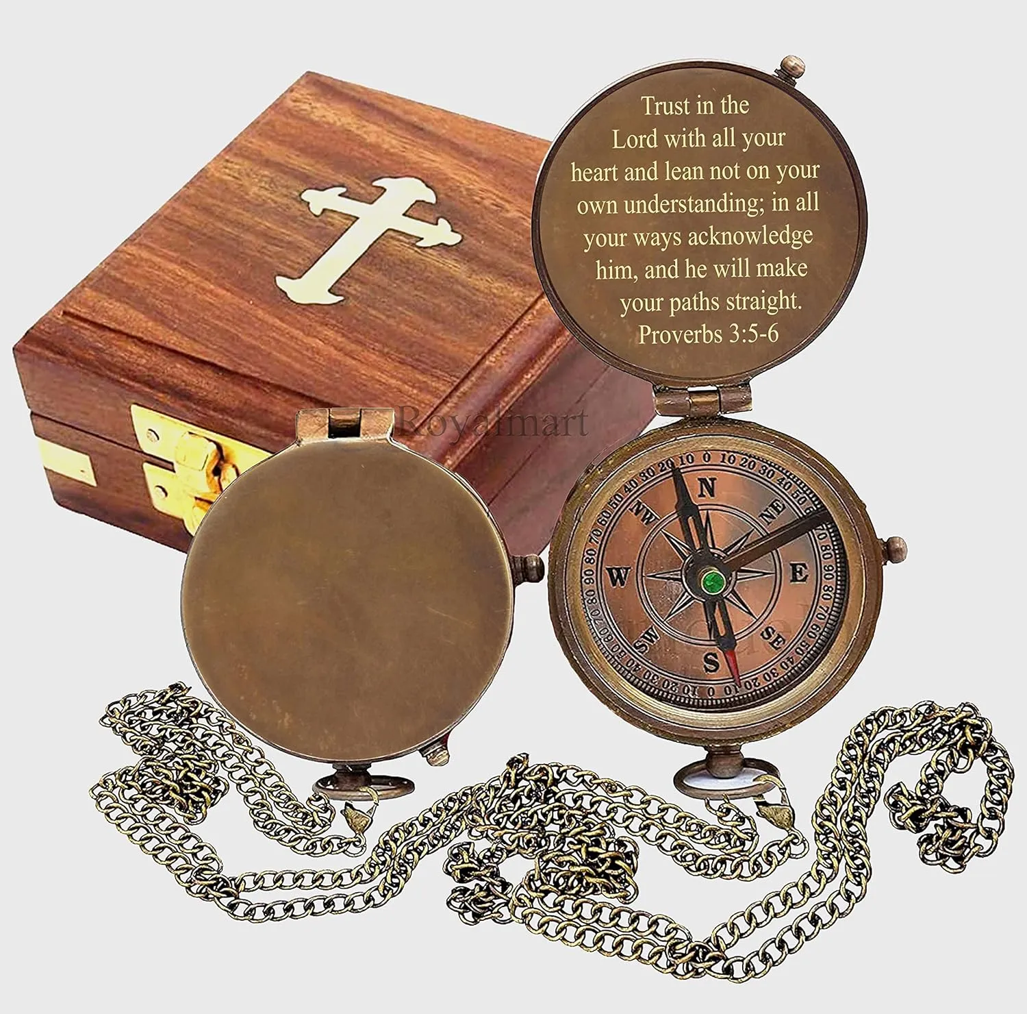 Brass Compass Engraved Gift for Son, Grandson, Daughter, Baptism, Confirmation Communion Godson Church Graduation Day