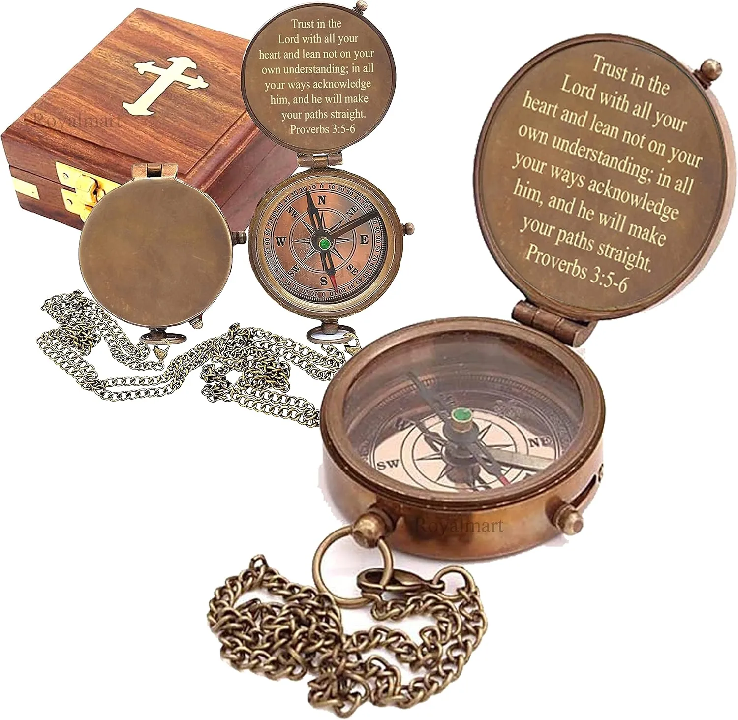 Brass Compass Engraved Gift for Son, Grandson, Daughter, Baptism, Confirmation Communion Godson Church Graduation Day