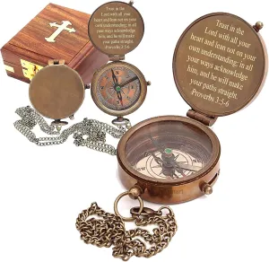 Brass Compass Engraved Gift for Son, Grandson, Daughter, Baptism, Confirmation Communion Godson Church Graduation Day