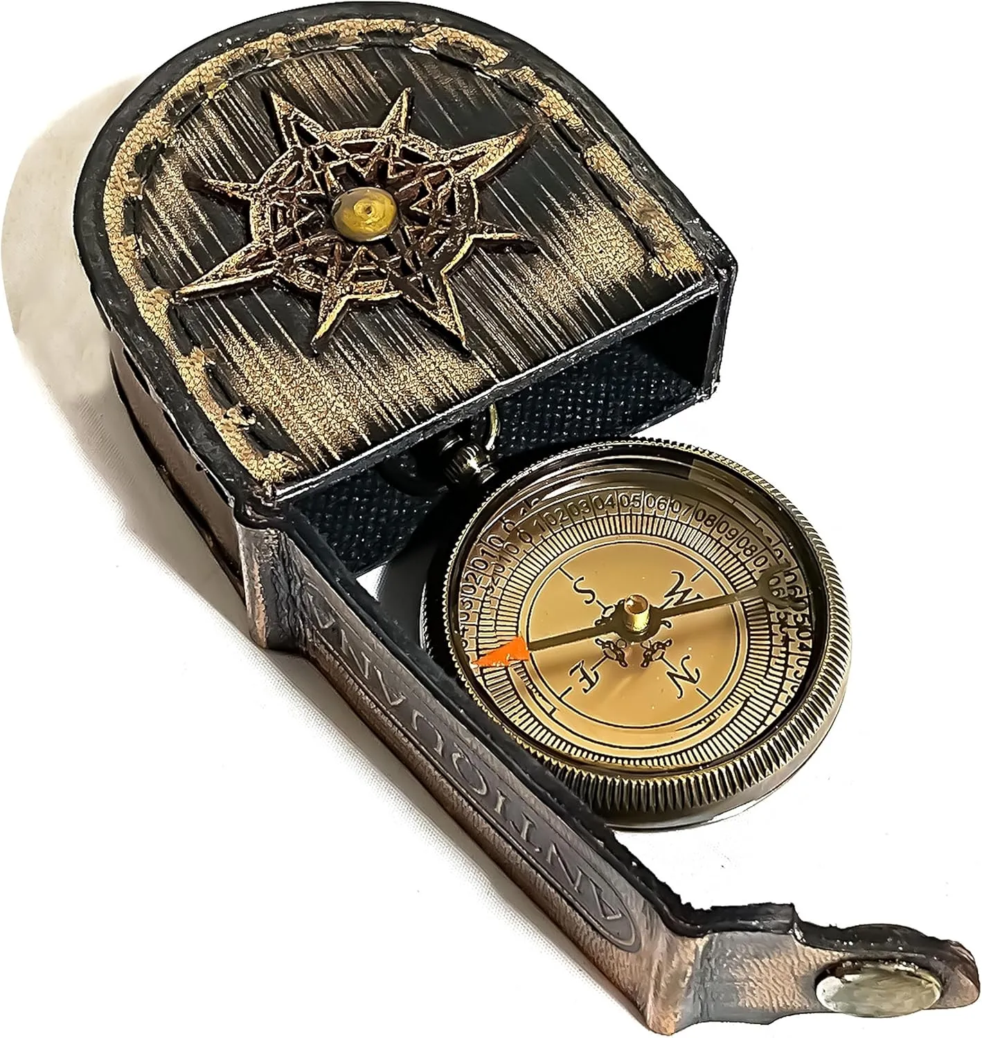 Brass Compass in Wooden & Leather Case - 2025 Graduation Gift for Him, College, High School, Birthday Gift for Son, Boys, Daughter, Inspirational, Baptism