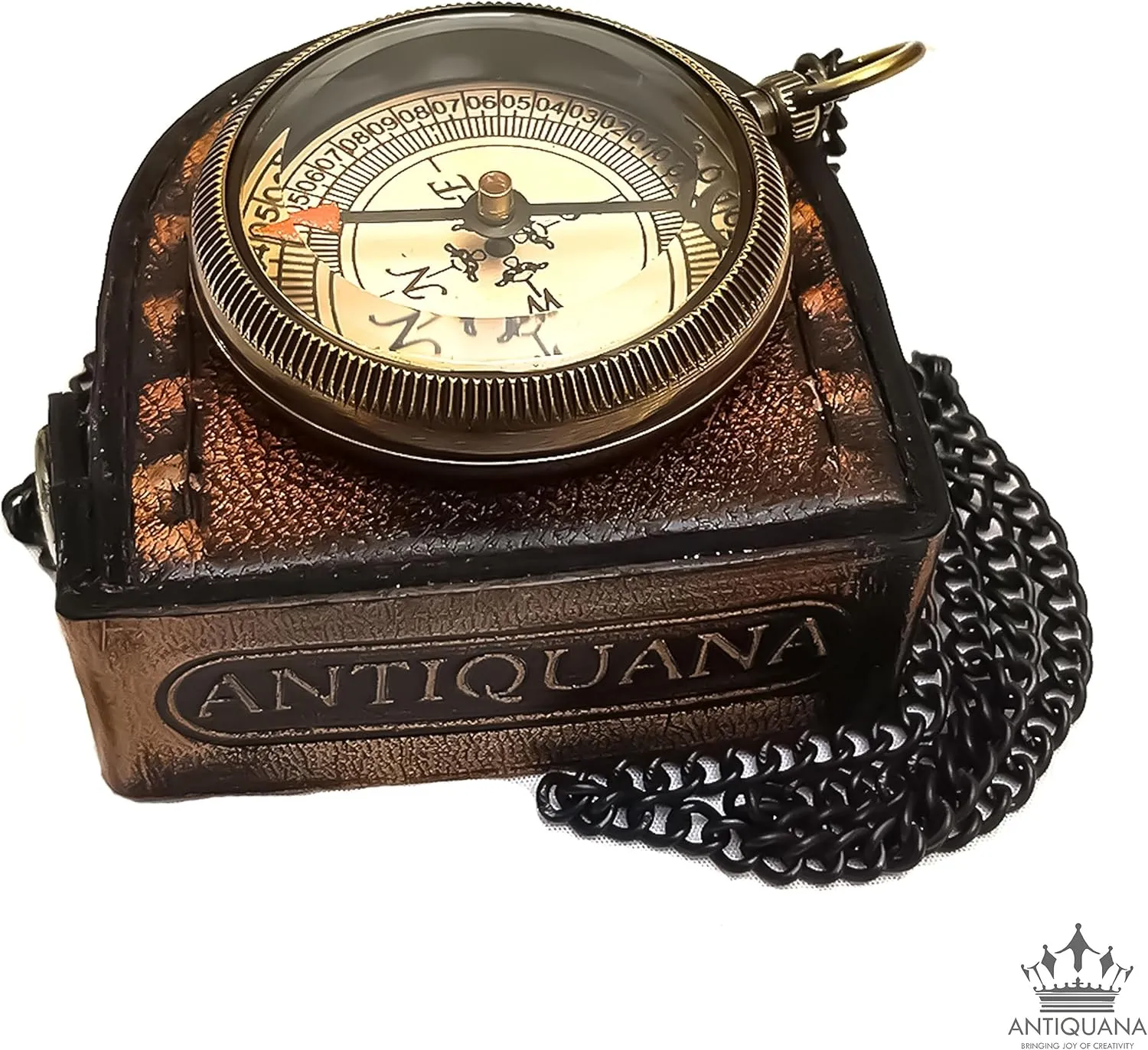 Brass Compass in Wooden & Leather Case - 2025 Graduation Gift for Him, College, High School, Birthday Gift for Son, Boys, Daughter, Inspirational, Baptism