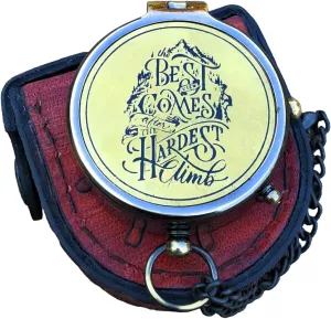 Brass Pocket Compass 'Best View Comes After' Quote Engraved with Free Leather Case Camping Compass, Birthday, Graduation Day Gifts