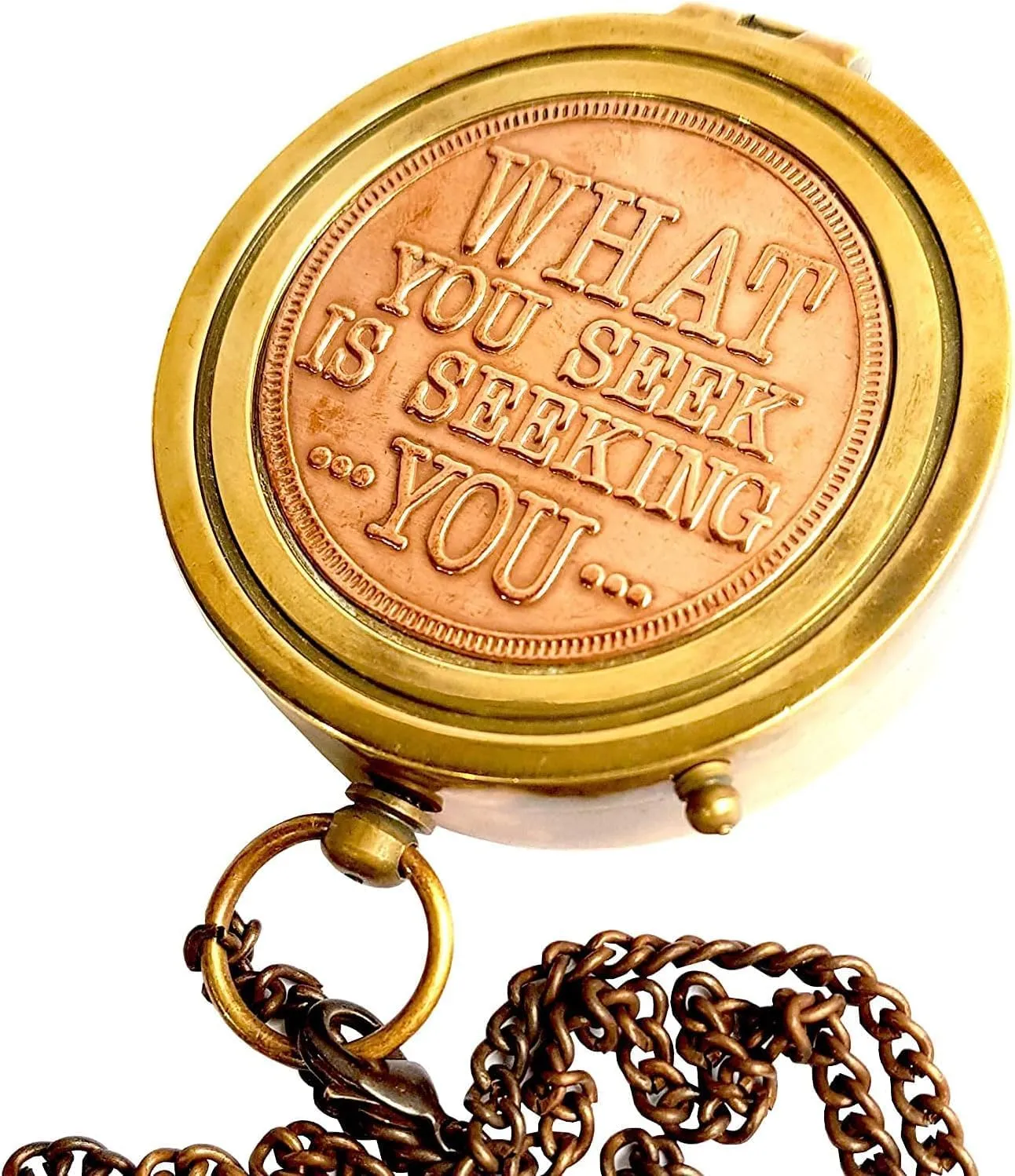 Brass Pocket Compass with Leather Case, Engravable Navigation Tool by Royal Replica