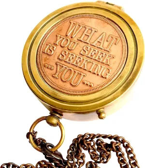 Brass Pocket Compass with Leather Case, Engravable Navigation Tool by Royal Replica